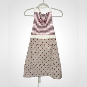 Apron Embroidered With Christy | Adjustable | Crimson Stripe Floral